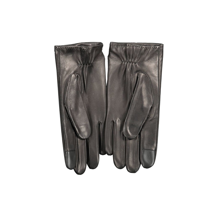 Black leather men's glove-null