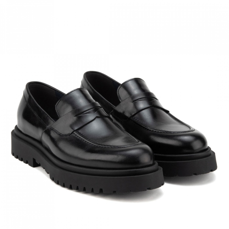 Leather track sole loafers-null