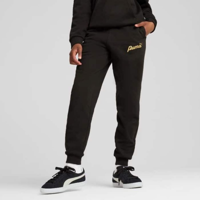 Puma junior essentials script metallic pant fleece, Black, medium