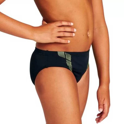 Boys streak brief, Black / Solar Green, medium