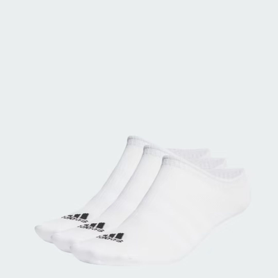 Adidas thin and light 3pairs no show socks, White/black, medium