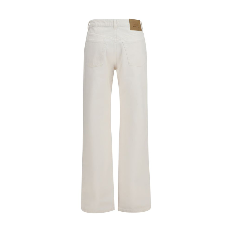 White cotton straight-leg jeans-null