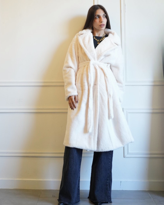 Faux fur midi with button and belt 5508-null