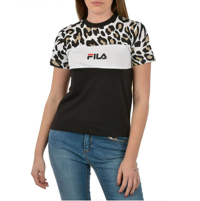 Anokia womens t-shirt, Leopardd / Black, medium