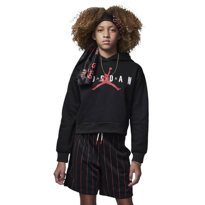 Nike jordan girls jumpman sustainable hoodie, Black / White / Red, medium