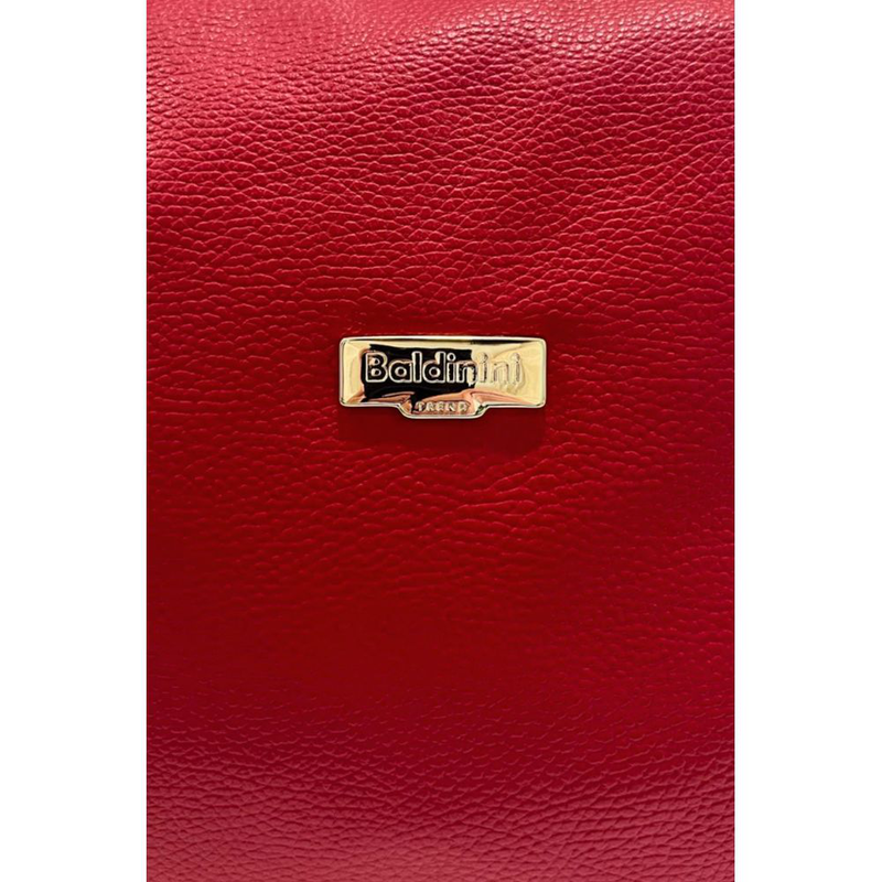 Red leather women shoulder bag-null