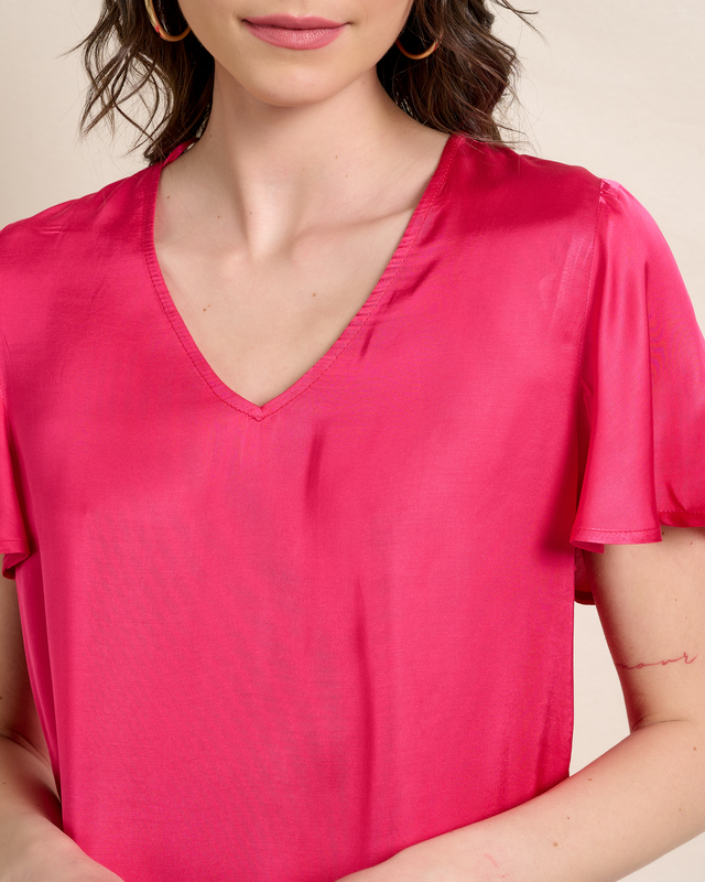 Blouse satin v neck-null