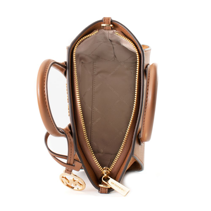 Brown leather handbag-null