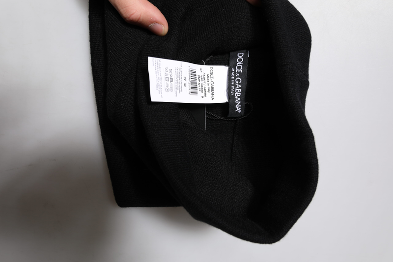 Black cashmere knitted square handkerchief scarf-null