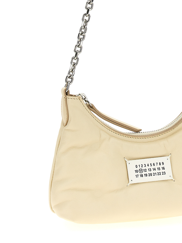 White lamb leather shoulder bag-null