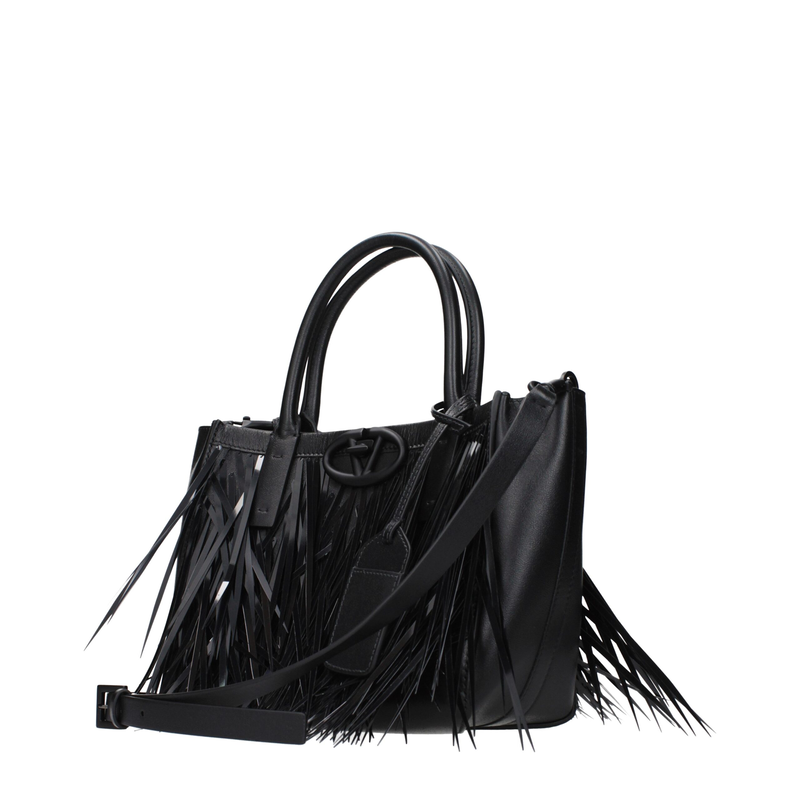 Black leather handbag-null