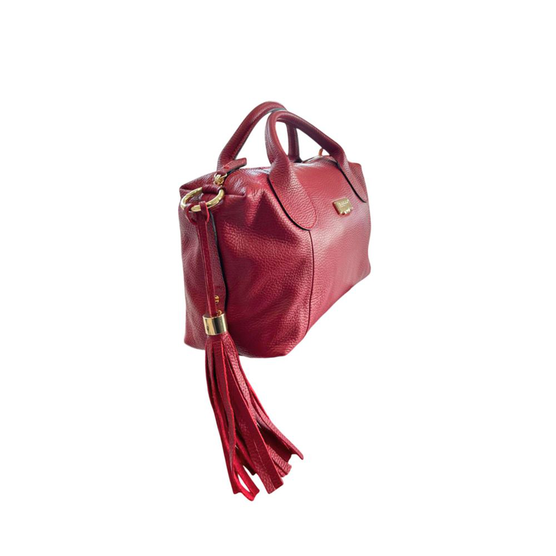Red leather women handbag-null