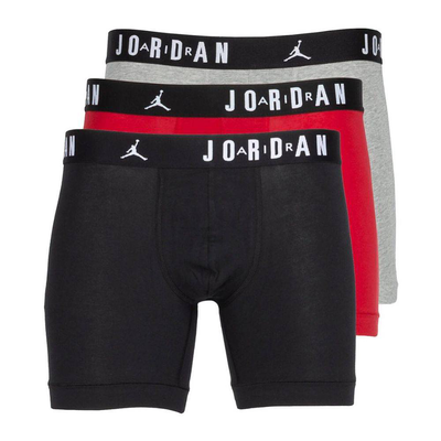 Nike jordan mens flight cotton core 3pk boxer briefs, Red / Black, medium