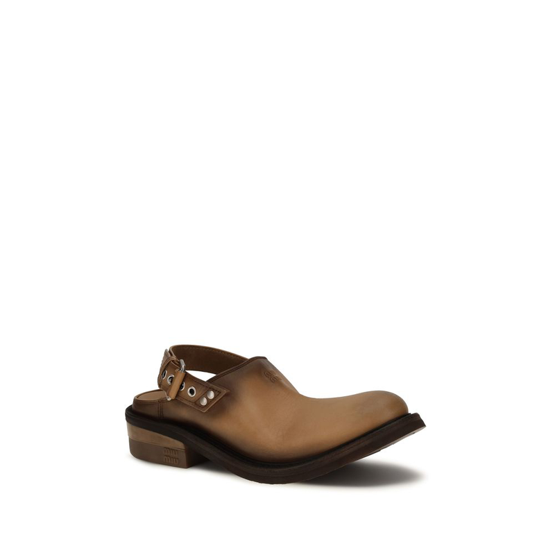 Brown calf leather bos taurus mules-null