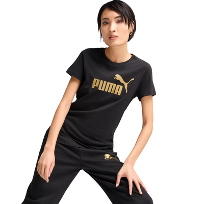 Puma essentials metallic no. 1 logo tee women t-shirt black 631536-51, Black, medium