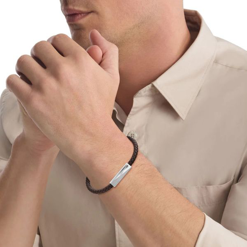 Calvin Klein brown leather men's bracelet-null