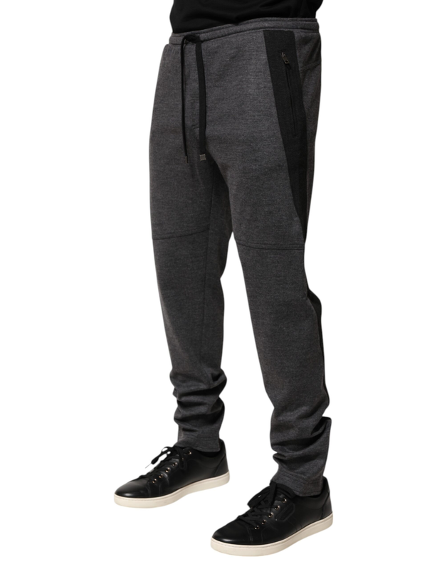 Gray black wool blend jogger sweatpants  pants-null