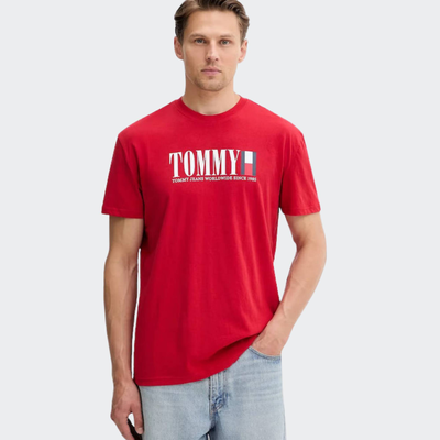 Mens regural  flag tee, Red, medium