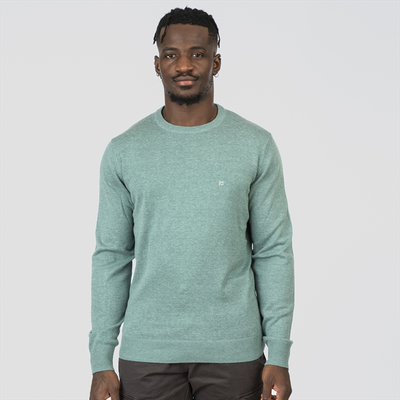 Basic cotton round neck knitwear, Turquoise, medium