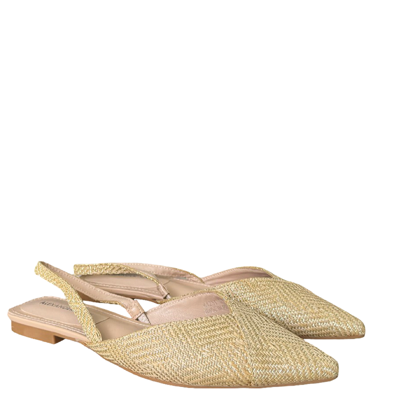 Elodie straw pointed flats - gold-null
