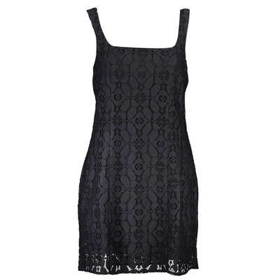 Black polyester women dress, Black, medium