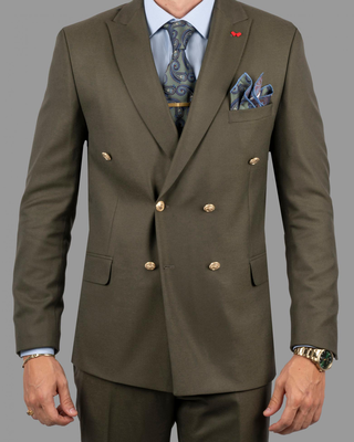 Dzine crossbody 2piece slim fit suit, Kkhaki, medium