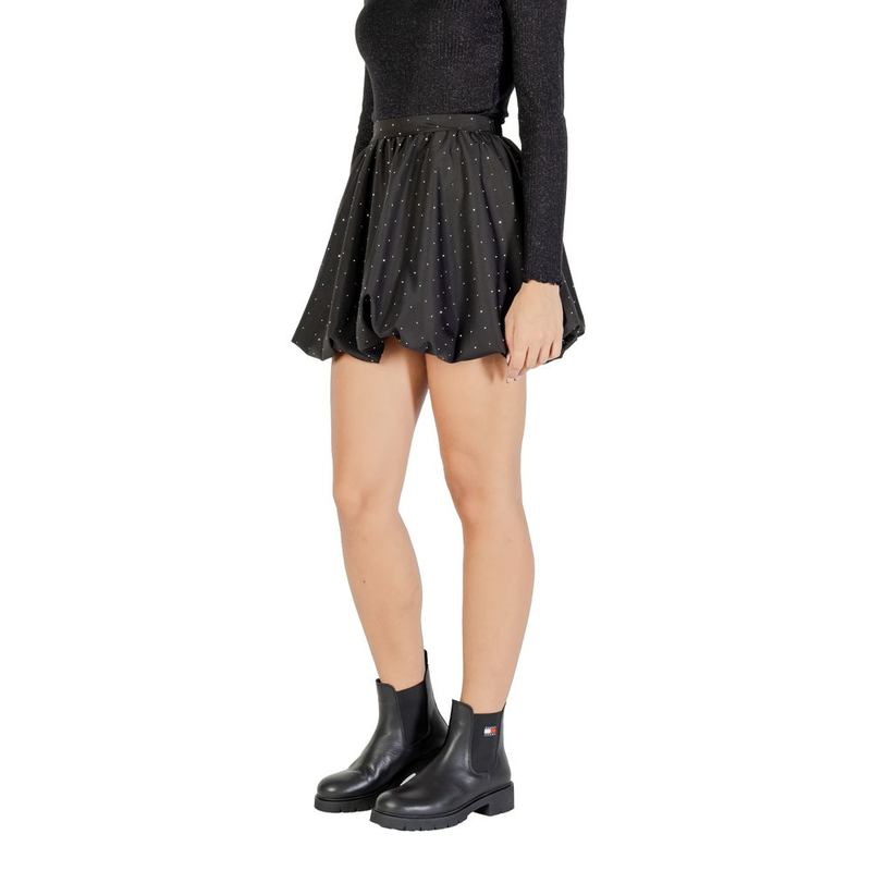 Black polyester mini skirt-null