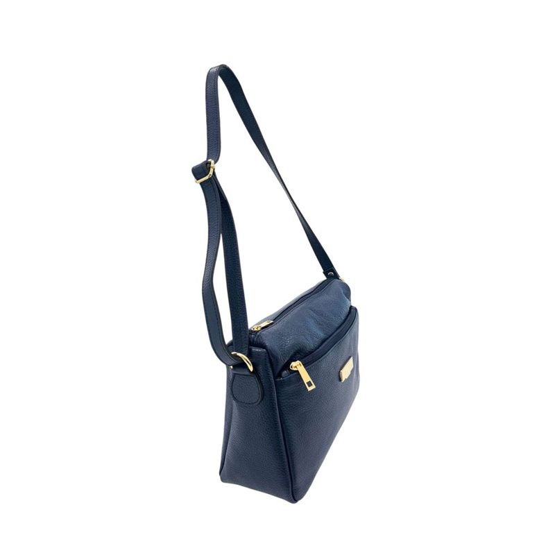 Blue leather women crossbody bag-null