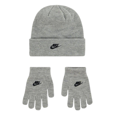 Little kids club beanie - glove set, Grey Heather / Black, medium