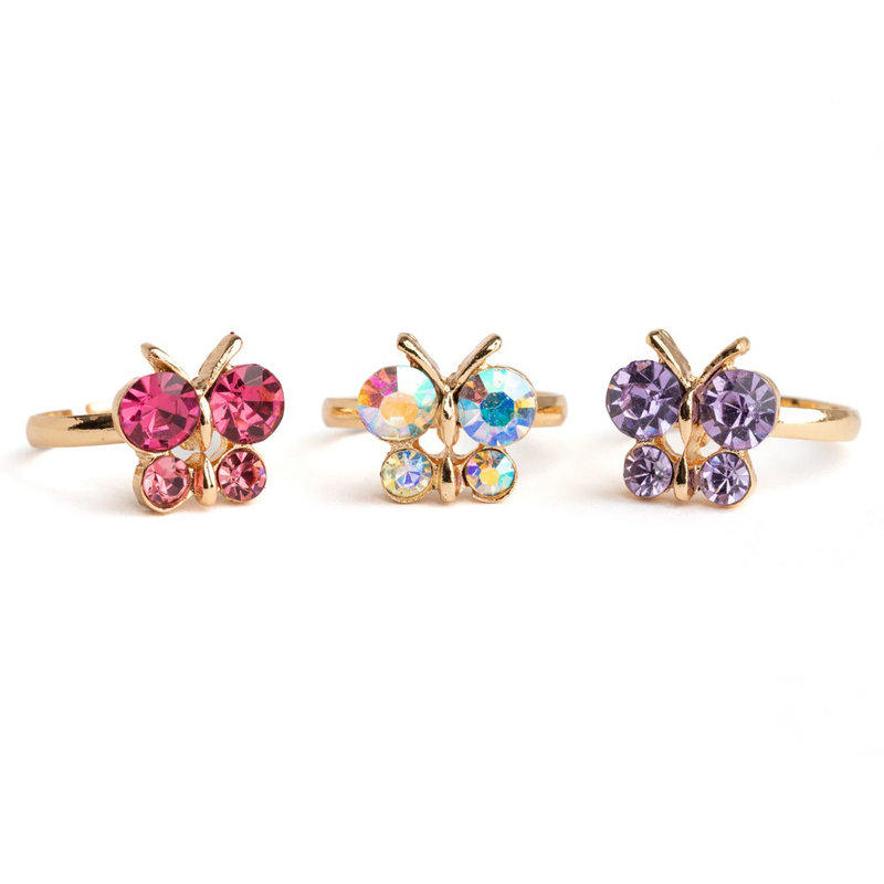 Great pretenders boutique butterfly gem rings, 3pcs-null