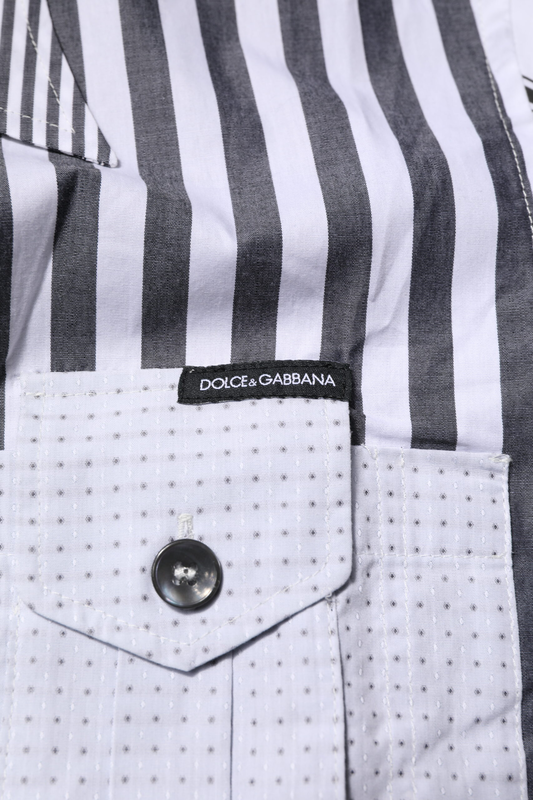 White gray striped cotton men casual shirt-null