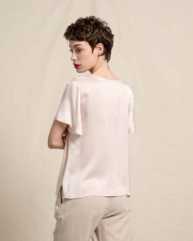 Blouse satin v neck-null