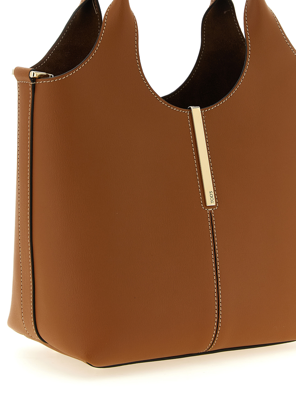 Brown calfskin tote bag-null