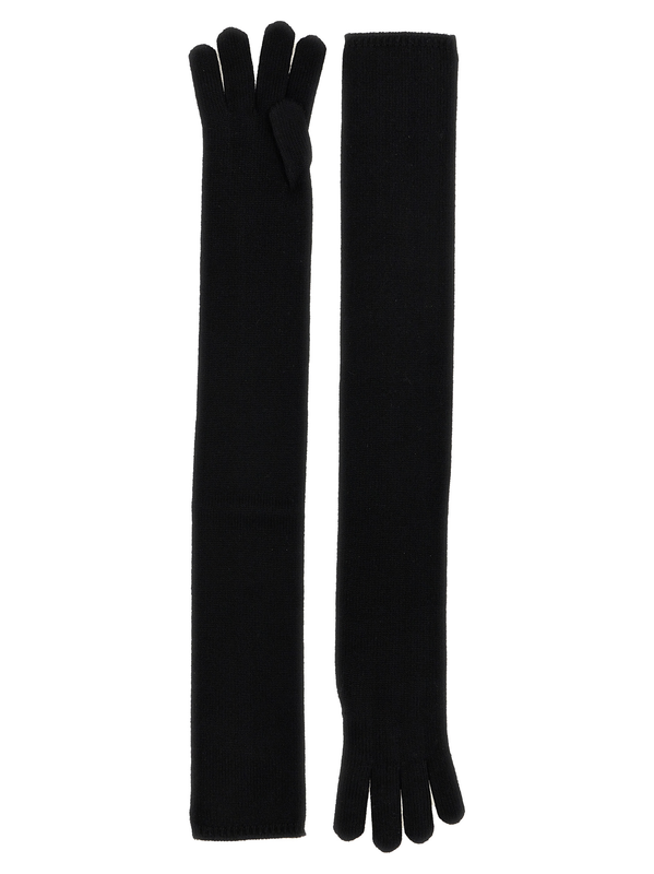 Black cashmere gloves-null