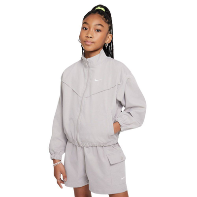 Nike girls lightweight oversized jacket, Collegiate Grey, medium