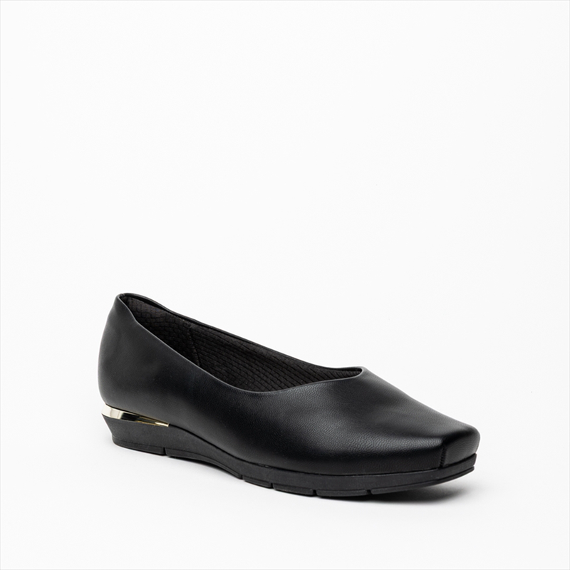 Piccadilly moccasin comfort wedge low pumps in black-null