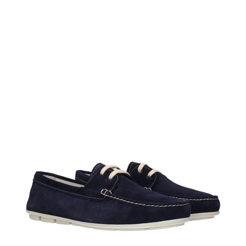 Blue leather slip-on loafers-null
