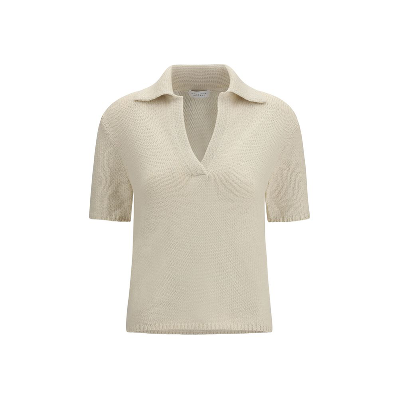 Beige cashmere polo shirt-null
