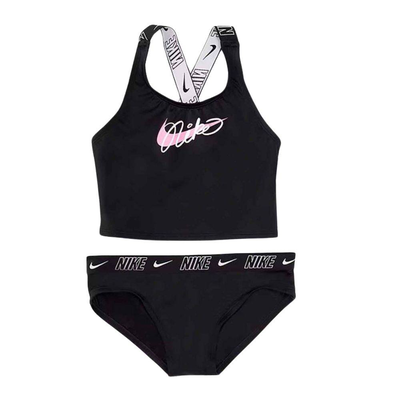Young girl crossback midkini set, Black, medium