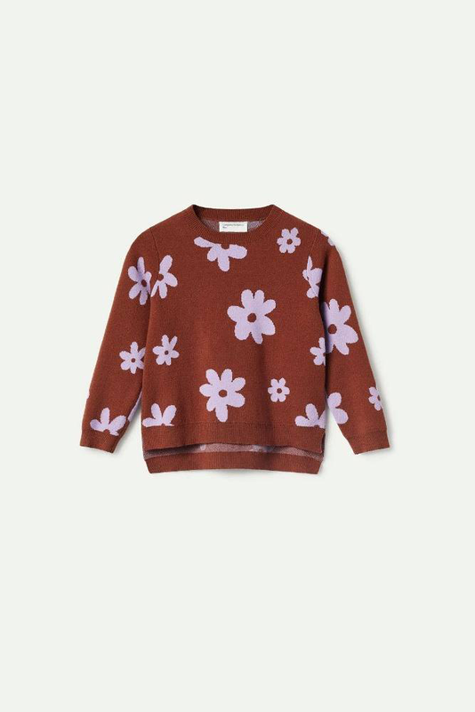 Compania fantastica girls knit sweater with flower print-null