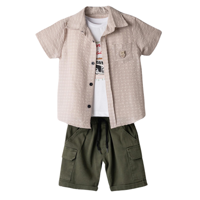 Hashtag for boys 3 pcs short set brown 254818, Brown, medium