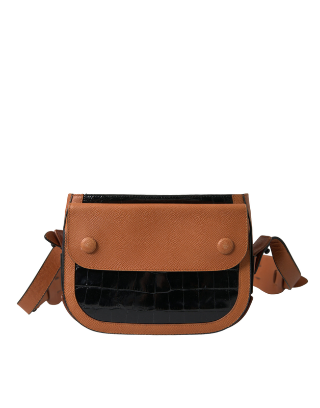 Black brown exotic skin leather shoulder camera purse bag-null