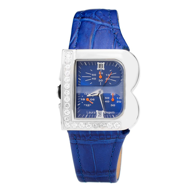 Blue leather dress watch-null