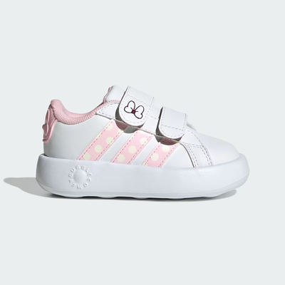 Adidas infant grand court minnie, White-pink, medium
