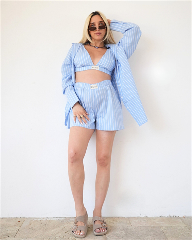 Zande daisy poplin stripped shorts an26-2-null