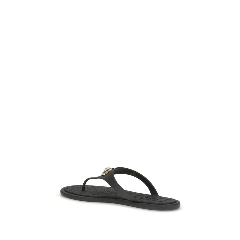 Black rubber flip-flop sandals-null