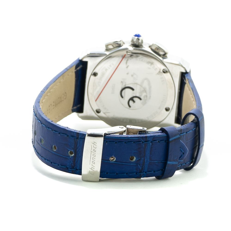 Blue leather dress watch-null