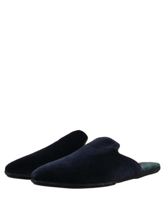 Dark blue suede slides flat slipper men shoes-null