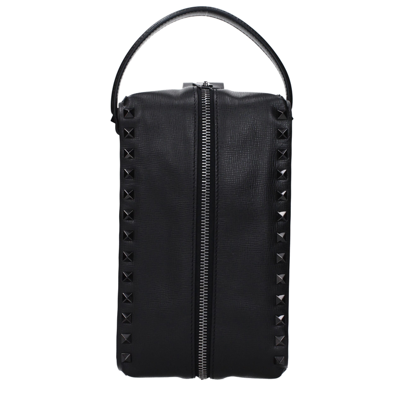 Black leather clutch bag-null