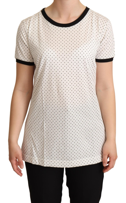 White dotted crewneck cotton t-shirt-null
